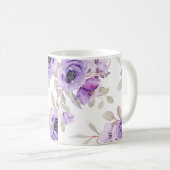 Mug Elégante aquarelle florale violette brillante (Devant droit)