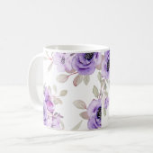 Mug Elégante aquarelle florale violette brillante (Devant gauche)