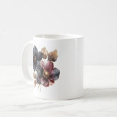 Mug Elégante aquarelle or noir fleurs bordeaux (Devant gauche)