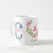 Mug Elégante aquarelle papillon floral Monogramme C (Devant gauche)