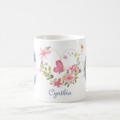 Mug Elégante aquarelle papillon floral Monogramme C (Centre)