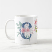 Mug Elégante aquarelle papillon floral Monogramme C (Gauche)