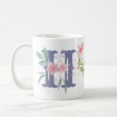 Mug Elégante aquarelle papillon floral Monogramme H (Gauche)