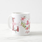 Mug Elégante aquarelle papillon floral Monogramme L (Devant gauche)