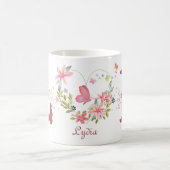 Mug Elégante aquarelle papillon floral Monogramme L (Centre)