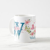 Mug Elégante aquarelle papillon floral Monogramme W (Devant gauche)