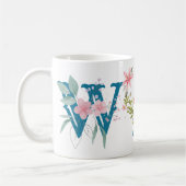 Mug Elégante aquarelle papillon floral Monogramme W (Gauche)