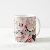 Mug Elégante aquarelle rose hydrangées florales (Devant droit)