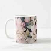 Mug Elégante aquarelle rose hydrangées florales (Gauche)