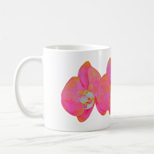 Mug Elégante aquarelle rose Orchidée peinture (Gauche)