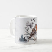 Mug Elégante aquarelle Winter American Robin (Devant gauche)