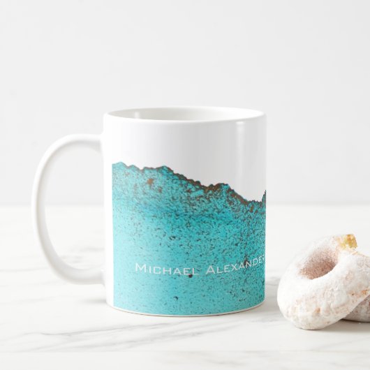 Mug Elégante Arche d'encre d'or Turquoise Abstraite (Avec donut)