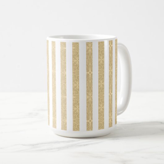 Mug Elégante bande or & blanc (Devant droit)