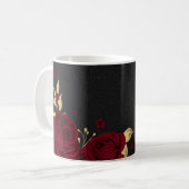 Mug Elégante bordeaux fleurs or noir (Devant gauche)