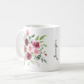 Mug Elégante boue Rose aquarelle (Devant gauche)