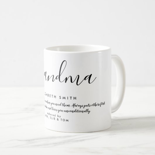 Mug Élégante citation de grand-mère de script Feminie (Devant droit)