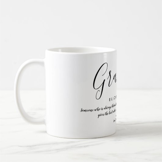 Mug Élégante citation de grand-mère de script Feminie (Gauche)