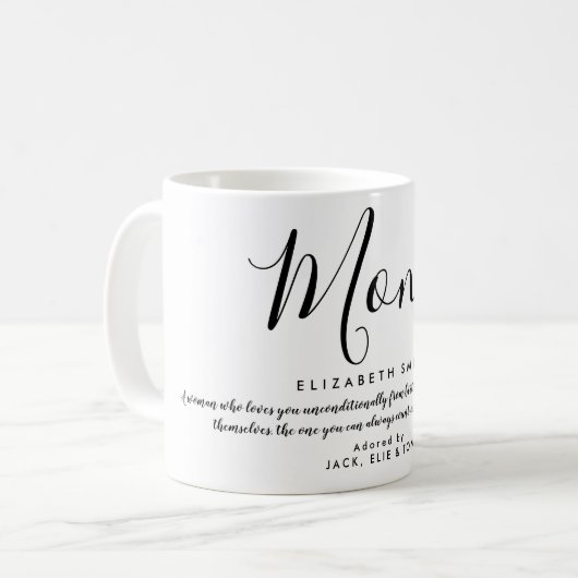 Mug Élégante citation de maman de script féminin  (Devant gauche)