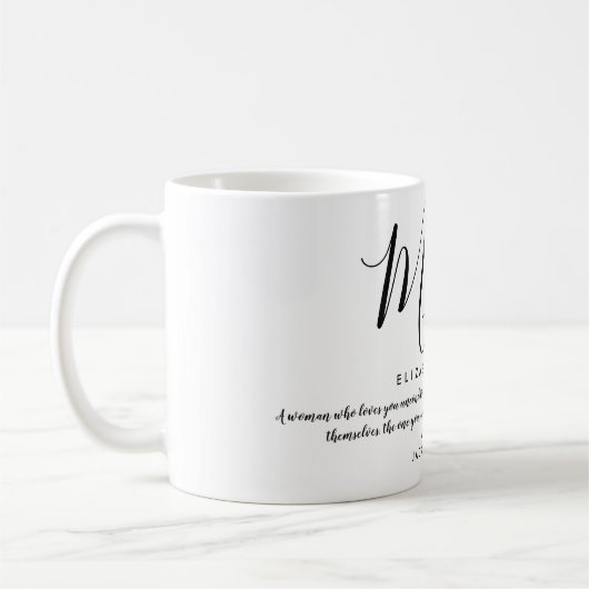 Mug Élégante citation de maman de script féminin (Gauche)