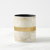 Mug Elégante collection moderne or blanc ligne florale (Centre)