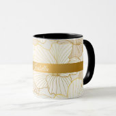Mug Elégante collection moderne or blanc ligne florale (Devant droit)
