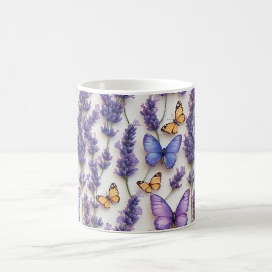 Mug Elégante conception papillon et lavande (Centre)