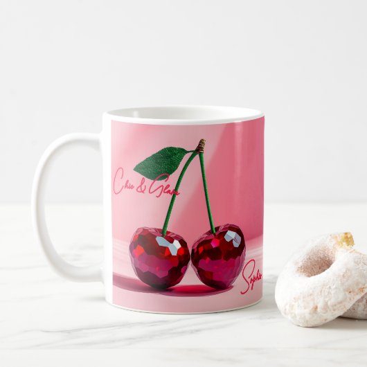 Mug Élégante confiture de cerisier - Ruby Crystal Edit (Avec donut)