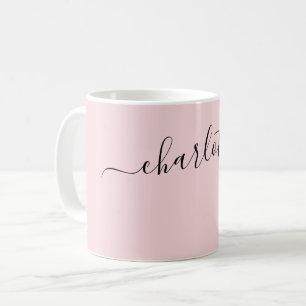 Mug Élégante couleur rose pâle moderne nom personnalis