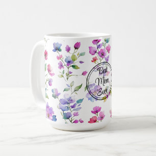 Mug Elégante couleur rose violet fleur sauvage maman