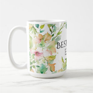 Mug Elégante couleur verte de l'aquarelle fleur sauvag