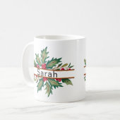 Mug Élégante couronne de Noël Nom de Noël (Devant gauche)