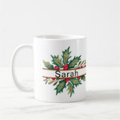 Mug Élégante couronne de Noël Nom de Noël (Gauche)