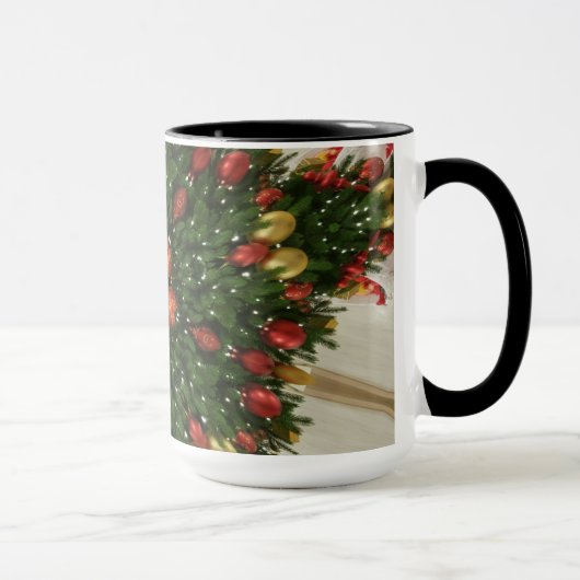 Mug Élégante couronne de Noël Rouge Vert Kaleidoscopiq (Droite)