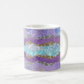 Mug Élégante crème de sirène violet turquoise monogram (Devant droit)
