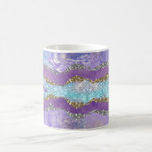 Mug Élégante crème de sirène violet turquoise monogram (Centre)