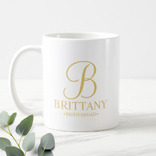 Mug Élégante demoiselle d'honneur personnalisée blanch