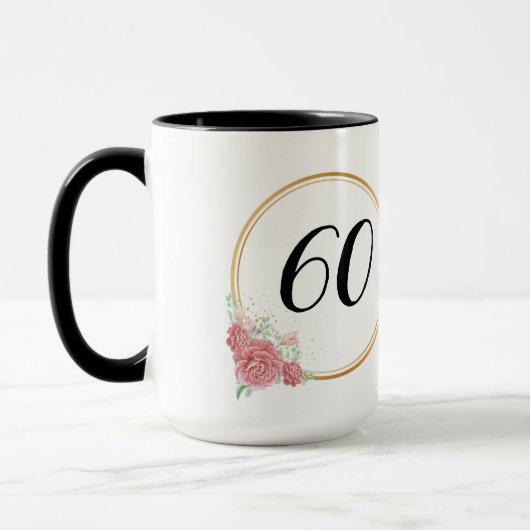 Mug Elégante et moderne aquarelle Florale 60e annivers (Gauche)