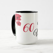 Mug Élégante et moderne Rouge Floral 60e anniversaire  (Devant gauche)