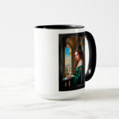 Mug Élégante femme de la Renaissance en robe verte (Devant droit)