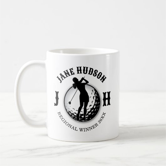 Mug Elégante femme Golf Monogramme Design (Gauche)
