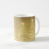 Mug Élégante fête de Noël Arbres étincelants Or  (Devant droit)