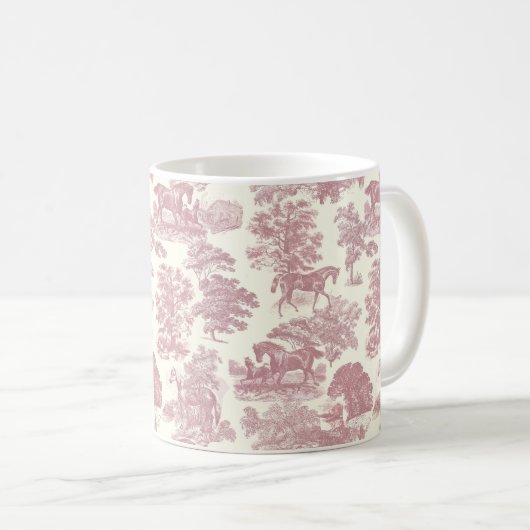 Mug Élégante Fille Chic Cheval Rose Arbres Toile (Devant droit)