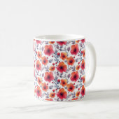 Mug Élégante Fille Chic Design Moderne Fleurs Rouges (Devant droit)