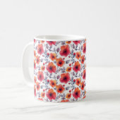 Mug Élégante Fille Chic Design Moderne Fleurs Rouges (Devant gauche)