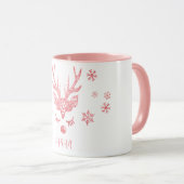 Mug Élégante Fille Pink Snowflakes Reindeer Noël (Devant droit)