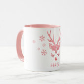 Mug Élégante Fille Pink Snowflakes Reindeer Noël (Devant gauche)