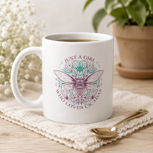 Mug Élégante fille qui aime Cicadas Line Citation d'ar