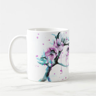 Mug Elégante fleur de printemps Pink floral aquarelle