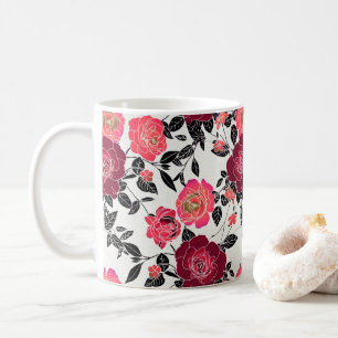 Mug Elégante Fleur Rose de Maroon rose Bourgogne
