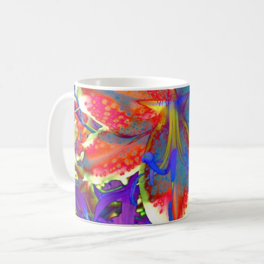 Mug Élégante fleur rouge rétro abstraite (Devant gauche)